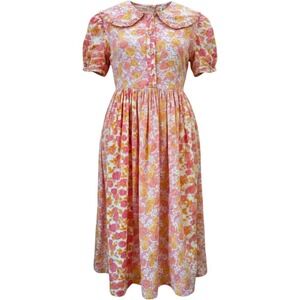 Vintage April Cornell Cornelloki Girls Floral Cotton Dress Pink 5/6‎ Cottagecore